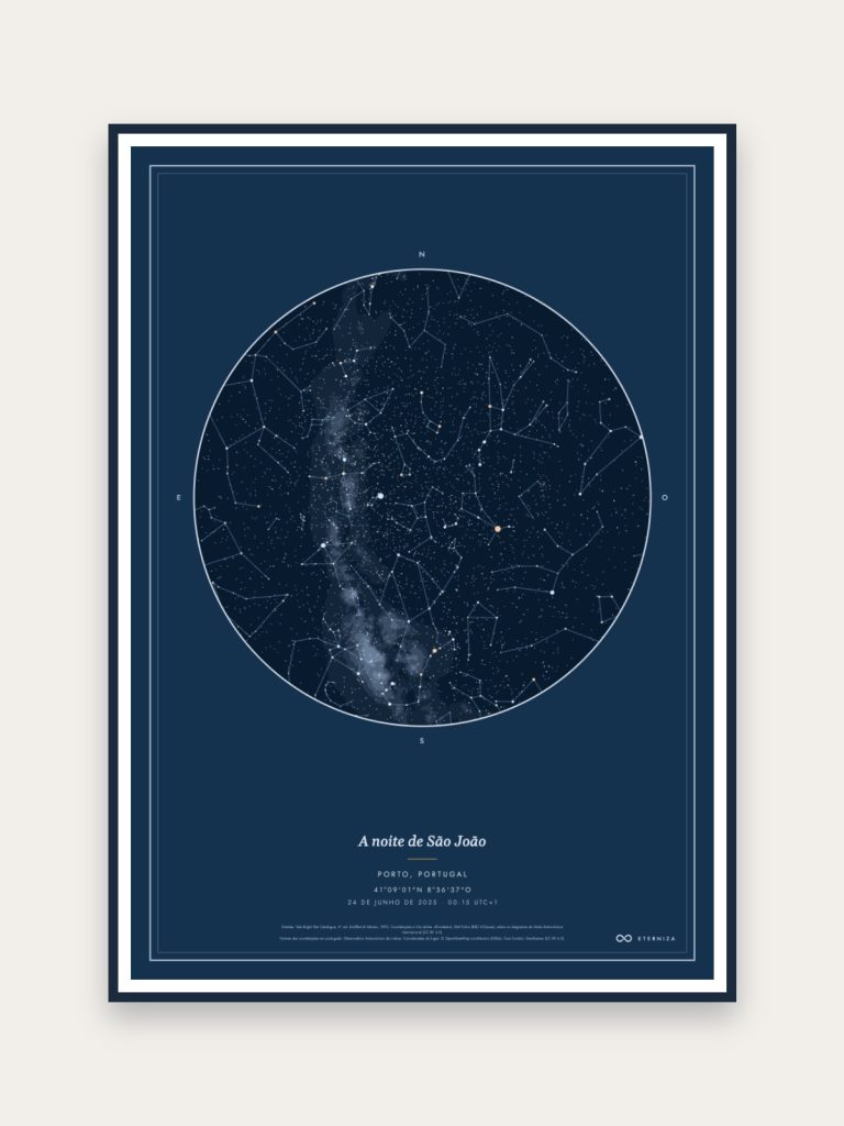 Mapa de Estrelas — exemplo emoldurado